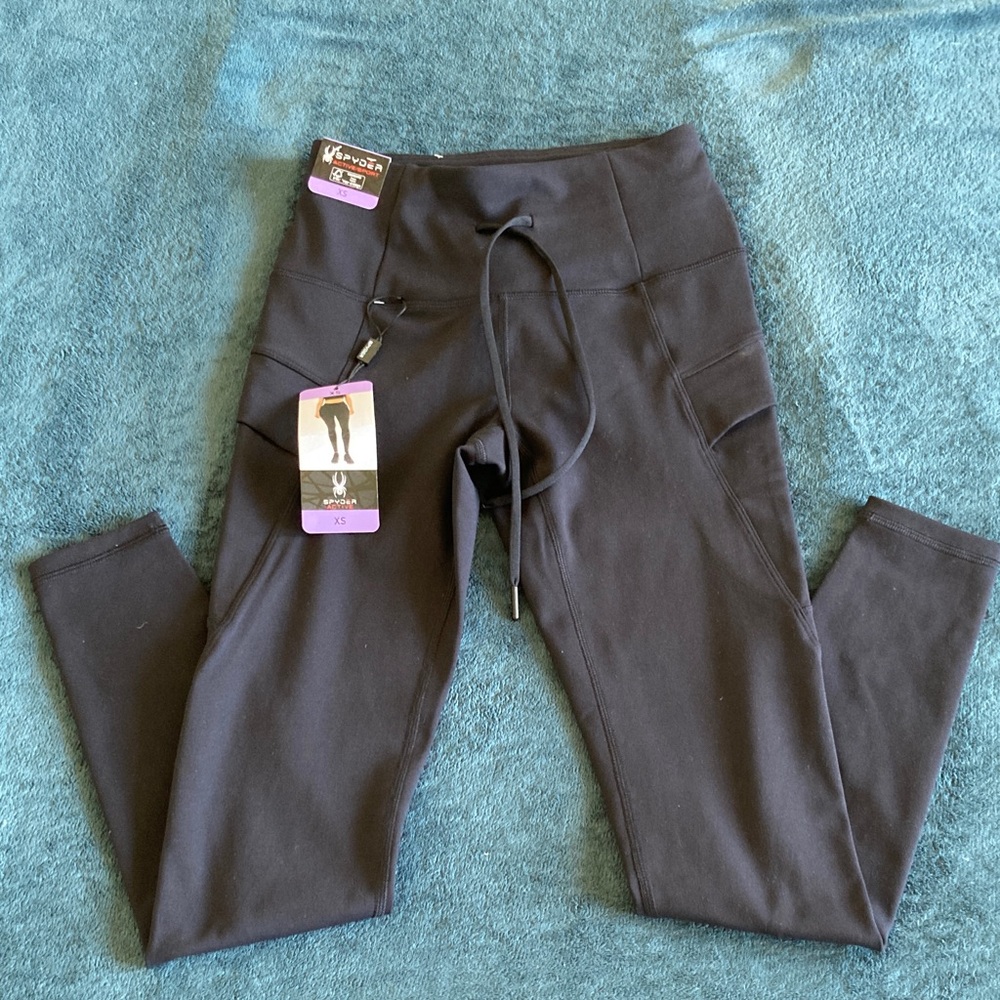 Spyder women’s Black High-Waisted yoga pants in XS